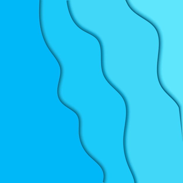 Vetor mar azul abstrato e fundo de verão de praia com ondas de papel e litoral para cartaz de convite de banner ou design de site papel cortado estilo 3d espaço de imitação de efeito para ilustração vetorial de texto