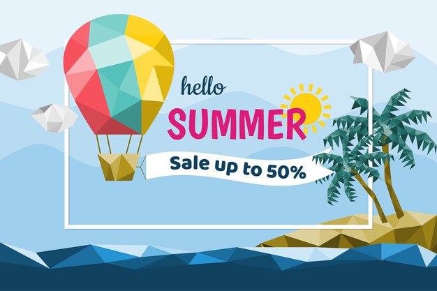 Mar de venda de verão e banner de balão.