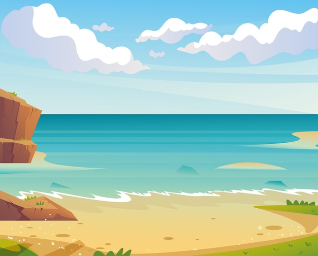 Mar oceano praia verão areia paisagem fundo conceito ilustração design gráfico