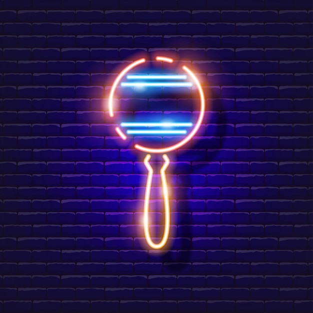 Vetor maraca neon ícone música sinal brilhante instrumento musical conceito vetor ilustração para gravação de som estúdio design publicidade sinais estúdio vocal