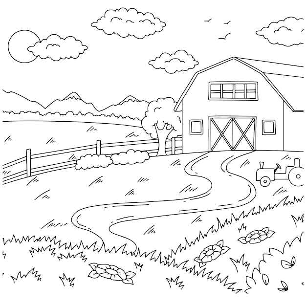 Desenhos para colorir de trator em uma fazenda - Desenhos para colorir  gratuitos para imprimir