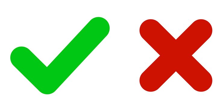 Vetor marca de verificação e ícone aprovado cruzado rejeitar o símbolo