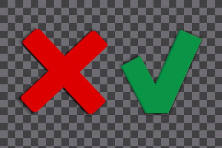 Vetor marca de verificação e marca de cruz sinal verde e vermelho o símbolo está ok e não há sinais de voto ilustração vetorial