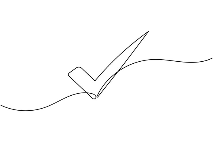 Vetor marca de verificação ícone contínuo desenho de uma linha e estilo minimalista isolar vetor de contorno