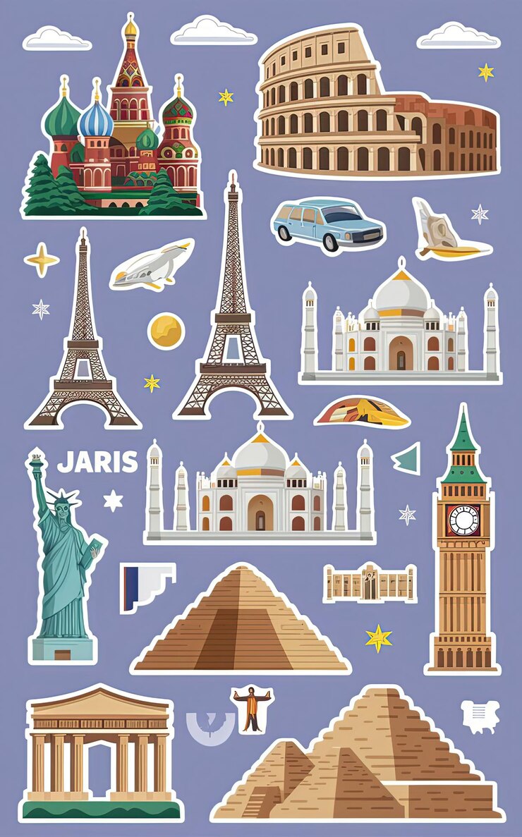 Vetor marco vetorial, incluindo um edifício com um relógio e uma imagem de um edifício