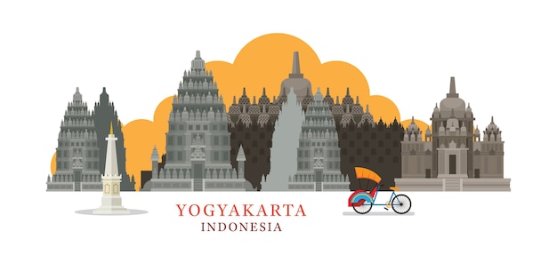 Marcos do horizonte de yogyakarta indonésia