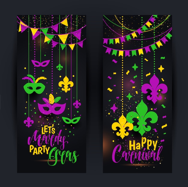 Mardi gras banners com uma máscara