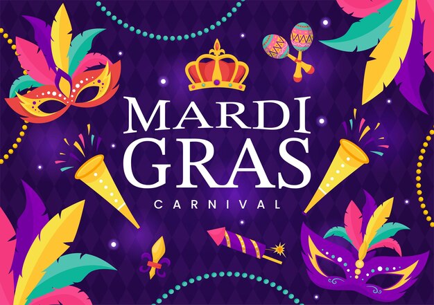 Mardi gras carnival vector illustration tradução é em francês para