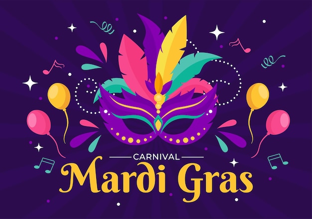 Mardi gras carnival vector illustration tradução é em francês para