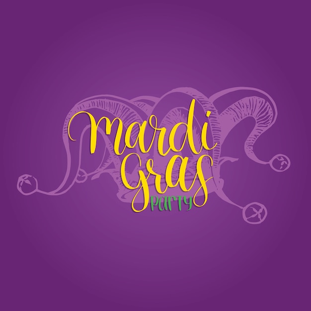 Mardi gras mão lettering cartão de saudação.