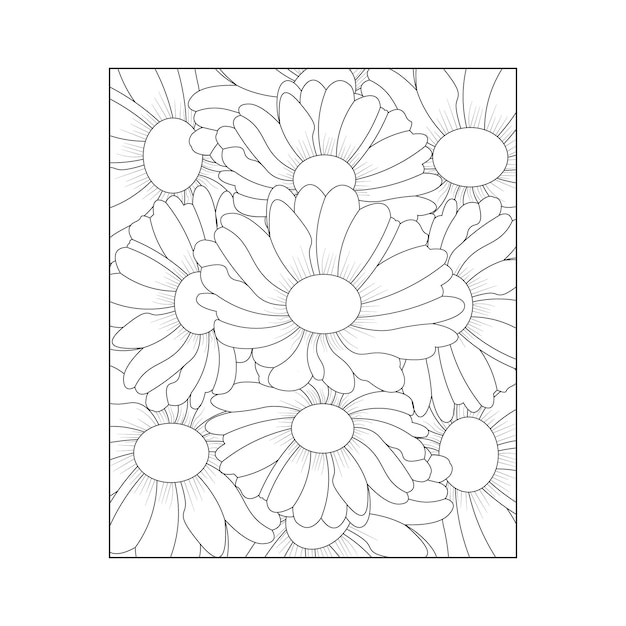 Vetor margarida flor página para colorir arte linha esboço desenho com arte vetorial decorativa ilustração