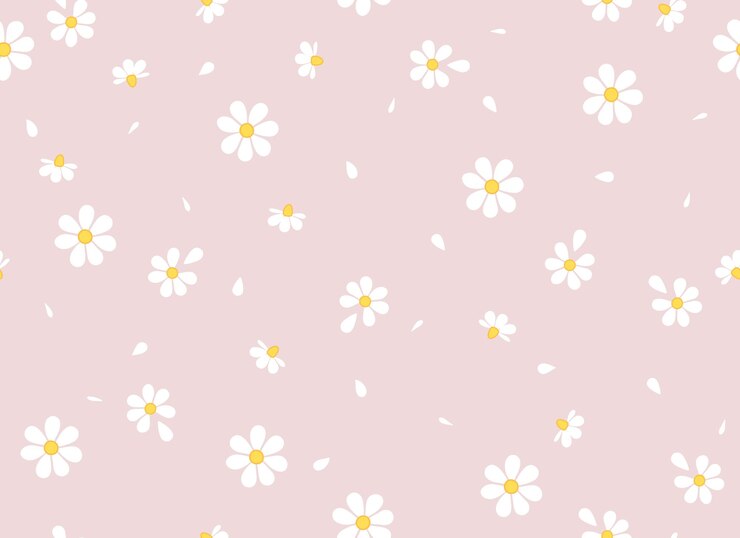 Vetor margaridas e pétalas em um padrão sem emenda de fundo rosa. flores de camomila.