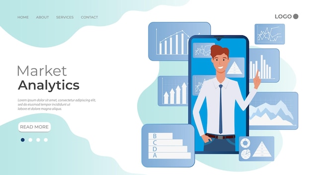 Market analyticso empresário está envolvido na avaliação de oportunidades de mercado