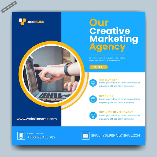 Marketing digital agência criativa banner de mídia social instagram post flyer template design de banner