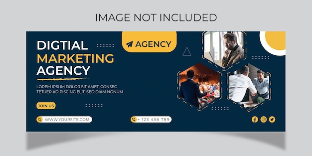Marketing digital e capa do facebook e modelo de banner da web ilustrador premium