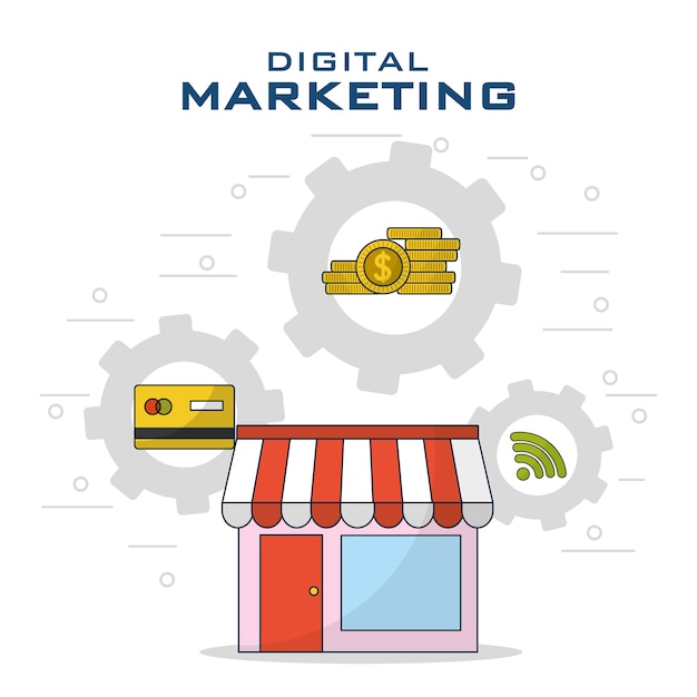 Vetor marketing digital e compras