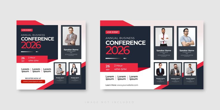 Vetor marketing digital mídia social corporativa instagram pós conferência de negócios convite para webinar ao vivo
