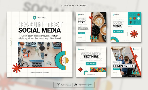 marketing digital plano design de modelo de postagem do Instagram com tema retro e gradiente