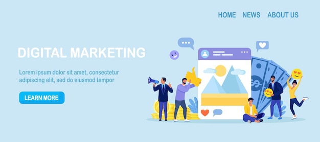 Marketing digital Rede social e comunicação de mídia SEO e promoção Conteúdo envolvente Blogueiros monetizam blog ganhando dinheiro e compartilhamentos post Monetização de blogs Equipe SMM