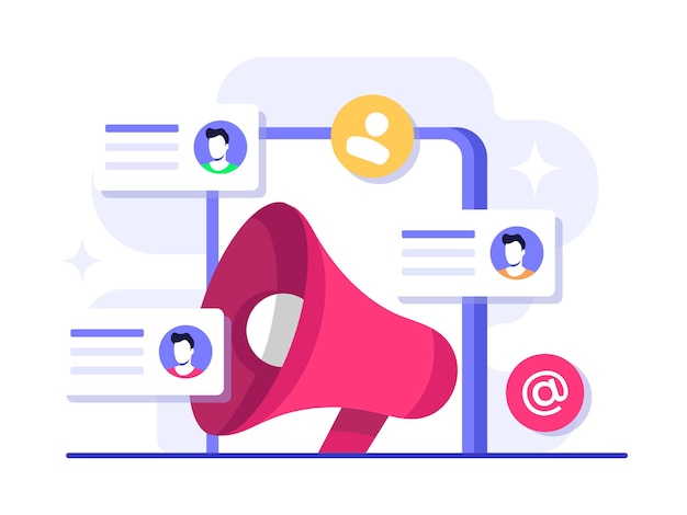 Marketing por e-mail conceito de vetor de ilustração plana Estratégia de negócios Publicidade Newsletter de e-mail