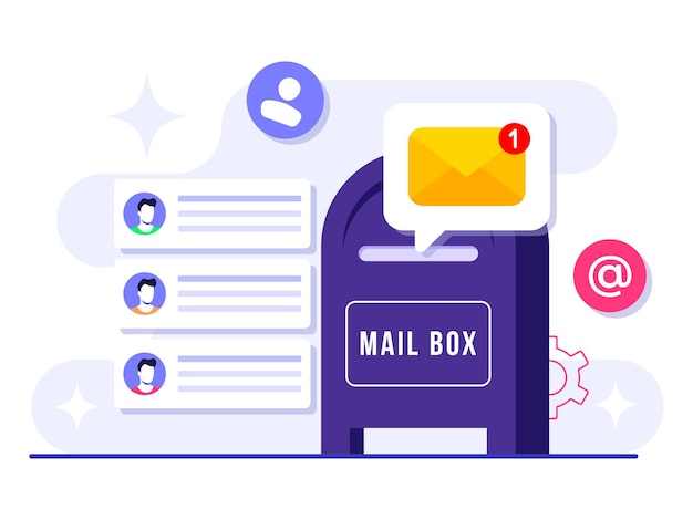 Marketing por e-mail conceito de vetor de ilustração plana Estratégia de negócios Publicidade Newsletter de e-mail