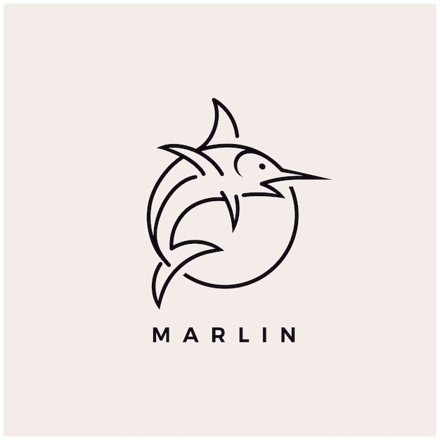 Marlin peixe pesca logotipo design icon ilustração