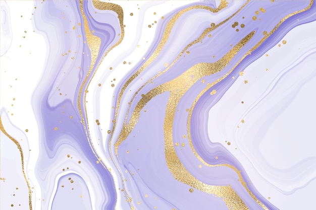 Vetor mármore líquido de lavanda abstrato ou fundo aquarela com listras texturizadas de folha de purpurina