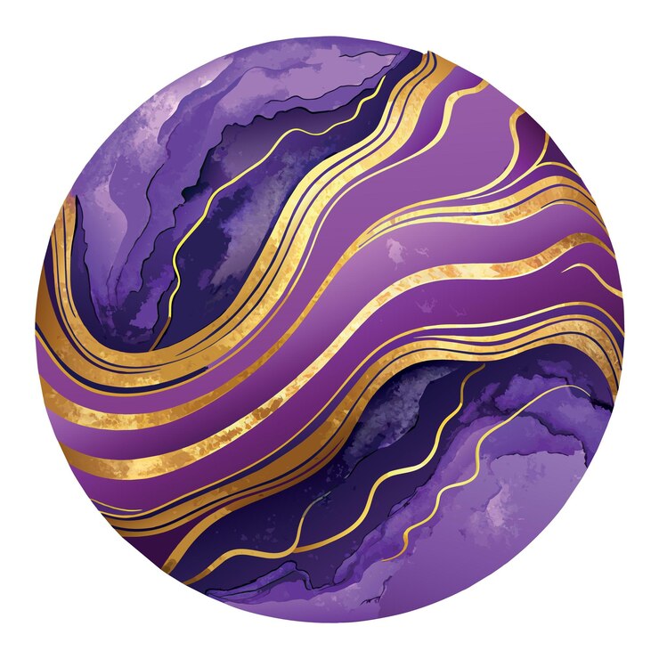 Vetor mármore roxo com listras douradas pintura com tinta de álcool