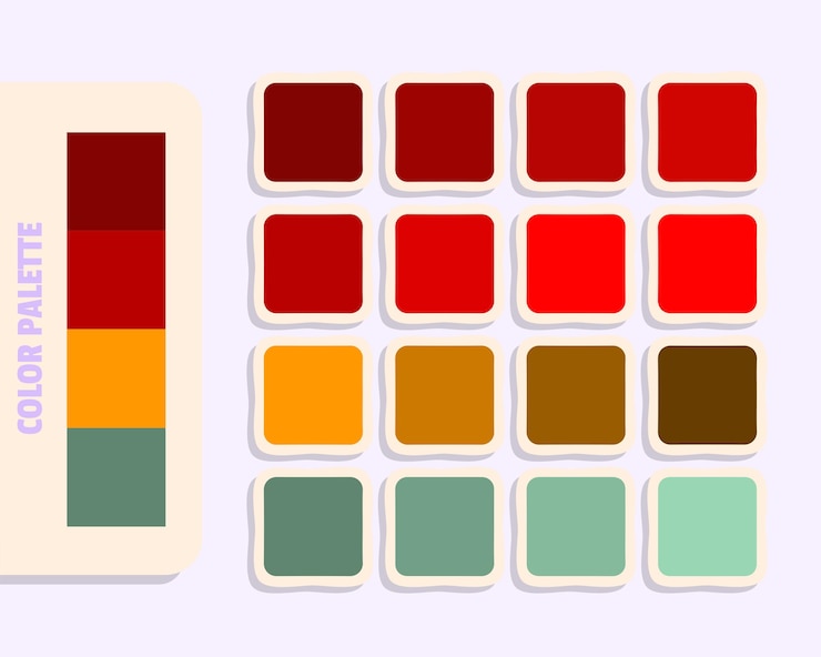 Vetor maroon darkred darkorange dimgray teoria das cores harmoniosas cores catálogo amostra de cor