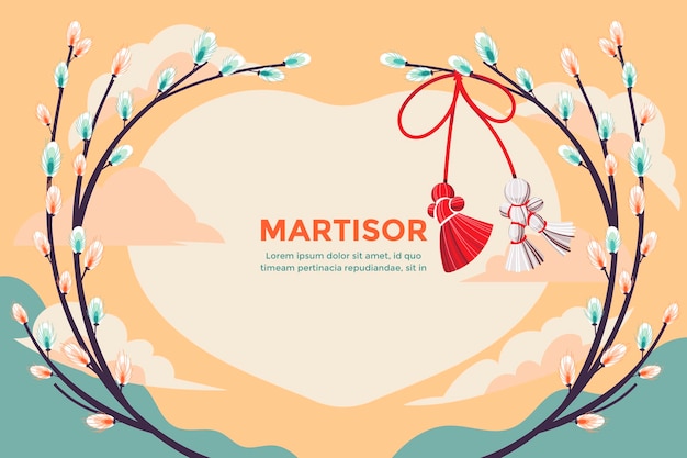 Vetor martisor fundo significa moldavo romeno amd búlgaro símbolo para o início da primavera