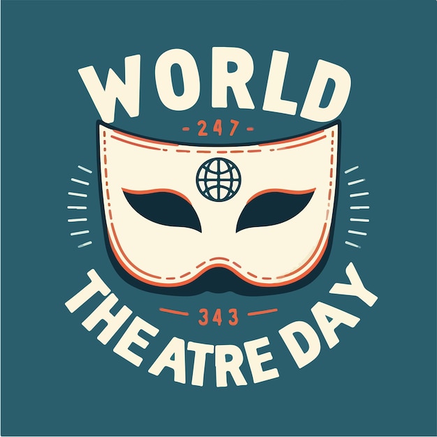 Vetor máscara com texto dia mundial do teatro