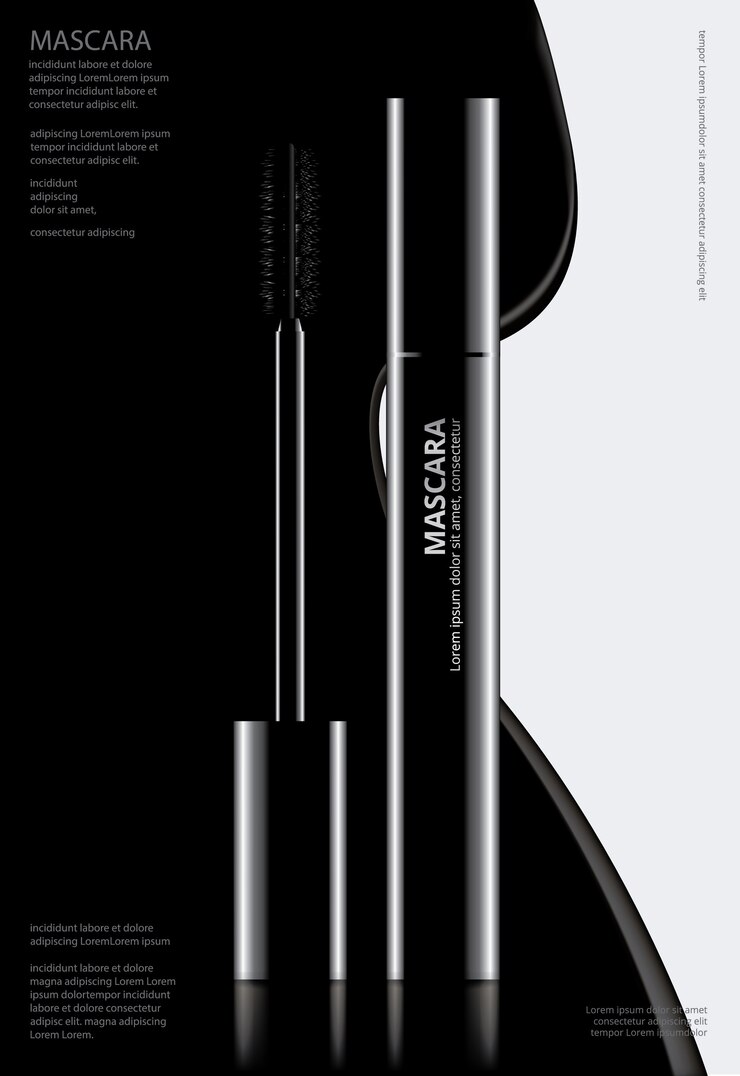 Vetor mascara cosmética poster com embalagem ilustração vetorial