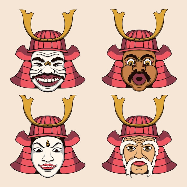 Vetor máscara de bali x arte vetorial de samurai