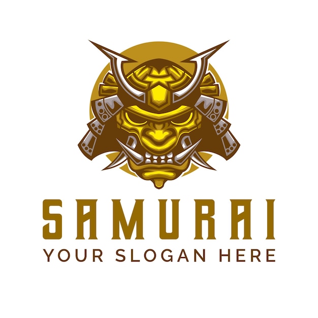 Máscara de demônio de ilustração vetorial de capacete de guerreiro samurai