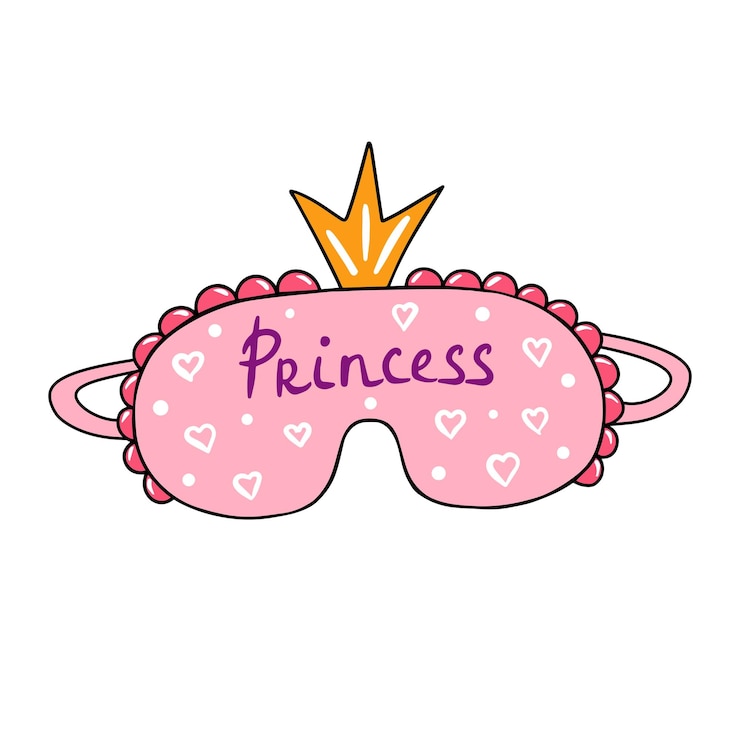 Vetor máscara de dormir de princesa ilustração desenhada à mão