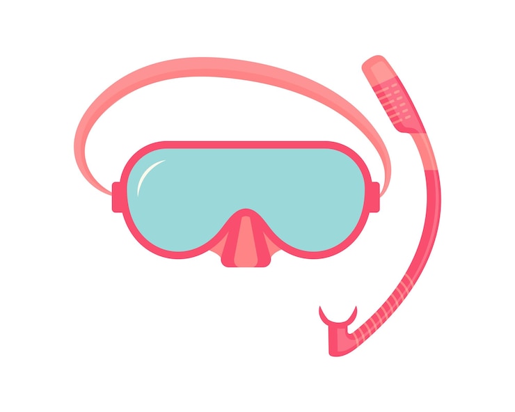 Vetor máscara de mergulho com snorkel máscara de mergulho óculos de natação ícone do esporte ilustração plana dos desenhos animados isolada