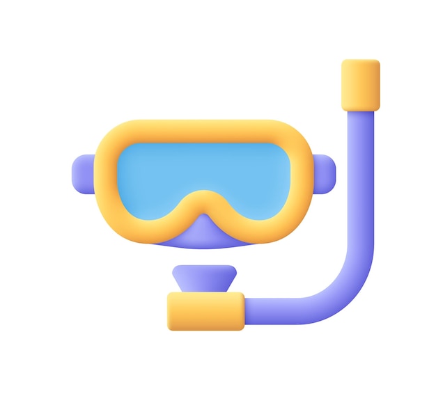 Máscara de mergulho conceito de mergulho e mergulho 3d ícone vetorial estilo minimalista de desenho animado