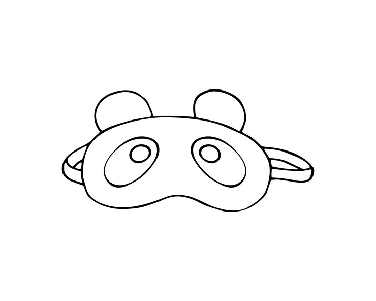 Vetor máscara de olho noturna desenhada à mão máscara de sono cara de panda bonita máscara para sonhar ilustração vetorial
