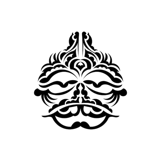 Máscara de samurai símbolo de totem tradicional tatuagem preta em estilo maori isolado em ilustração vetorial de fundo branco