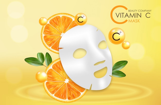 Máscara de vitamina c, empresa de beleza, cuidados com a pele