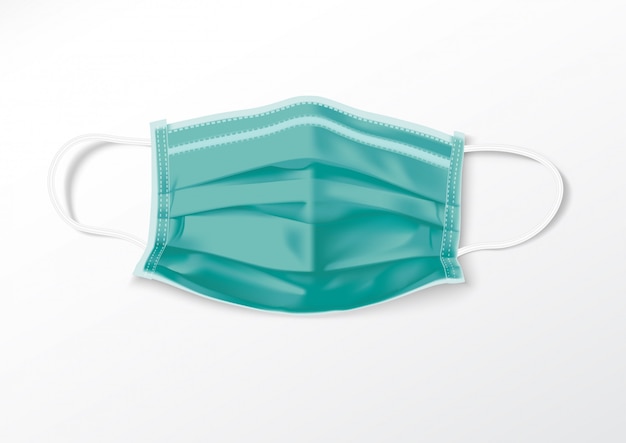 Máscara facial protetora médica 3D realista.