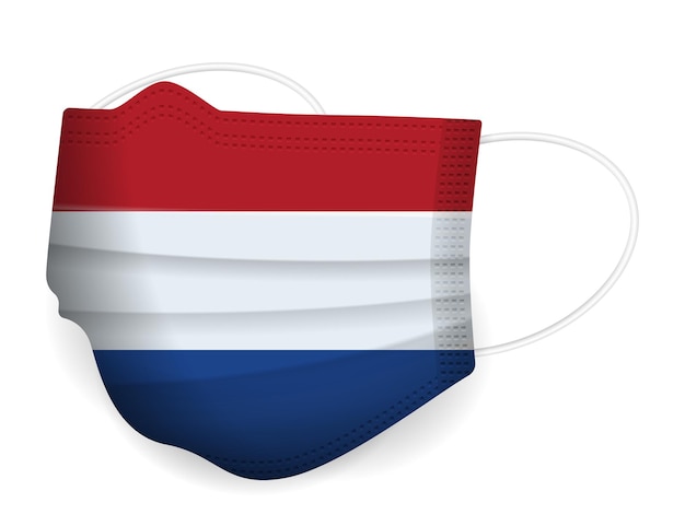 Vetor máscara médica bandeira da holanda