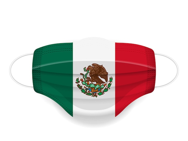 Vetor máscara médica bandeira do méxico