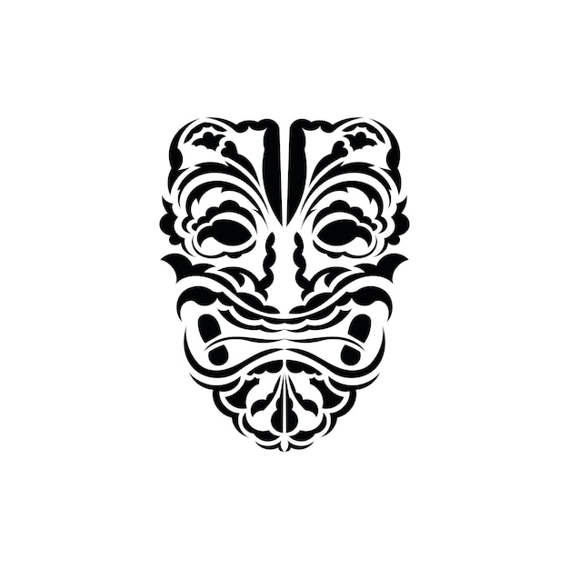 Máscara padrão tatuagem preta no estilo das tribos antigas estilo polinésio vetor isolado no fundo branco