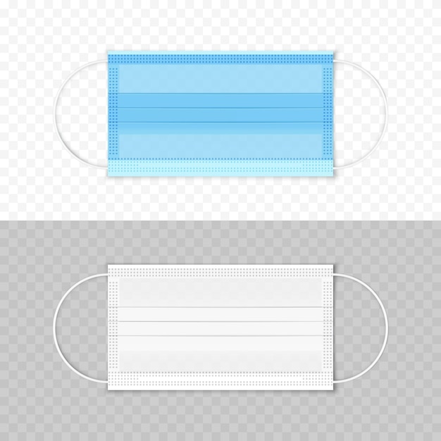 Máscara respiratória branca e azul. máscara facial médica. questão de saúde. vírus e proteção contra doenças. isolado