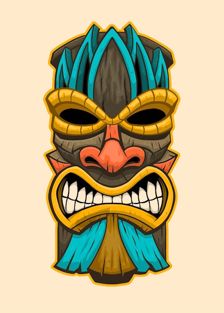 Máscara tiki tradicional do deus do pacífico