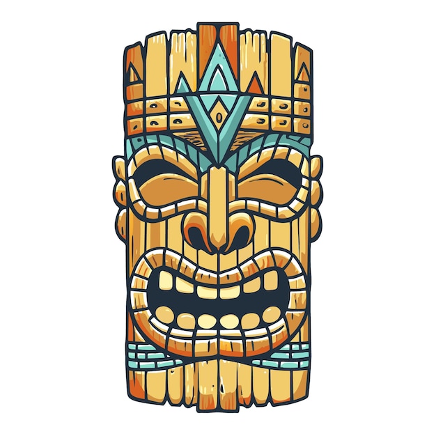 Vetor máscara tiki tribal polinésia tradicional representando a vibrante e exótica cultura havaiana