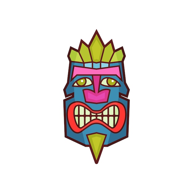 Máscara tribal colorida tradicional máscara de rosto africano ou indiano vector ilustração sobre um fundo branco