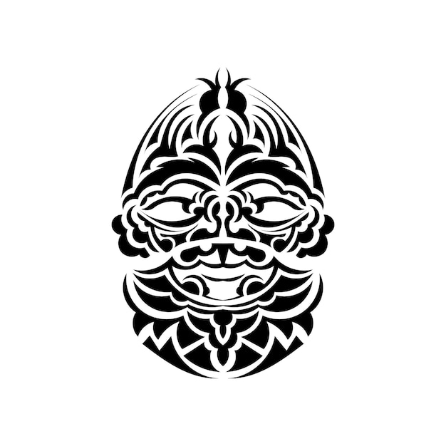 Máscara tribal padrões étnicos monocromáticos tatuagem tribal preta ilustração em vetor estilo plano de cor preto e branco