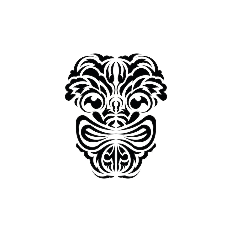 Vetor máscara tribal símbolo tradicional do totem estilo simples vetor isolado no fundo branco